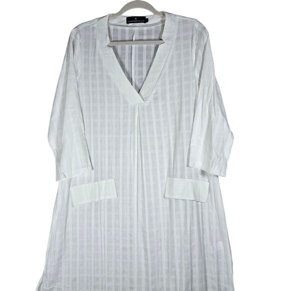 Pomander Place Carolina Caftan Dress Small White Tuckernuck VNeck A-Line Maxi - Picture 3 of 12